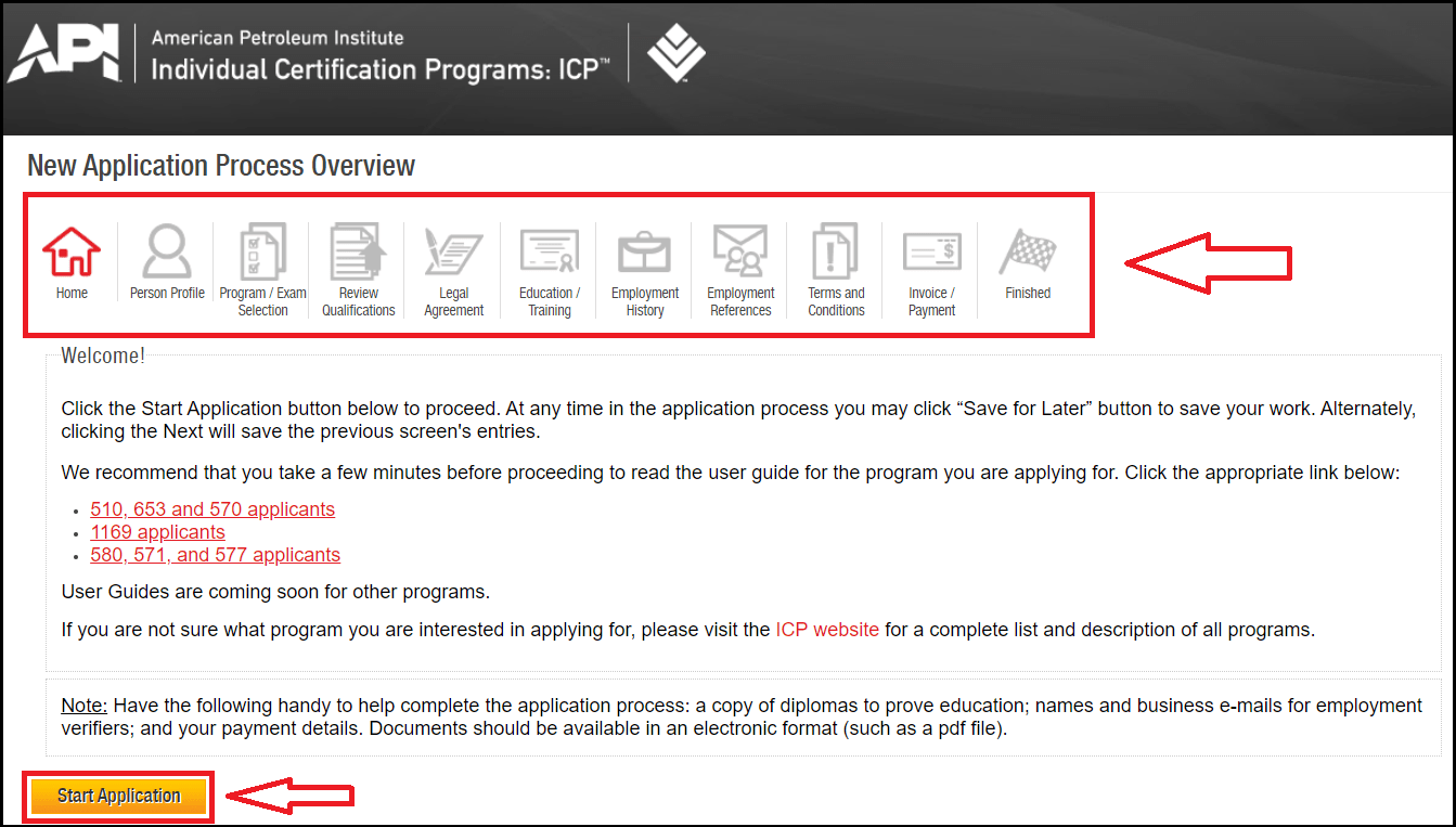 new Application Process overview